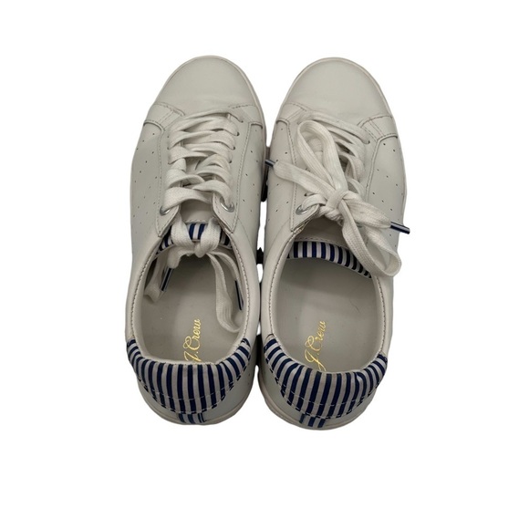J. Crew Saturday White Blue Stripe Lace Up Sneakers Size 6 Men's - Picture 5 of 9